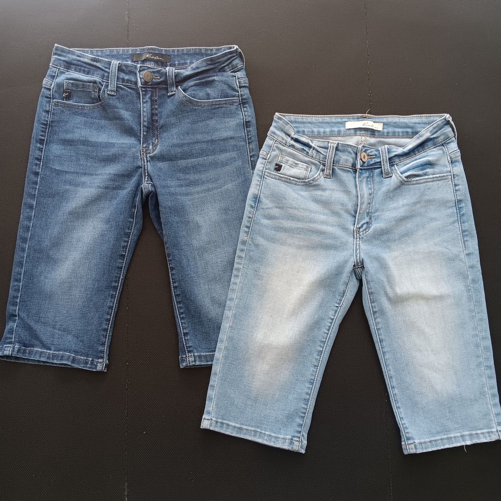 KanCan Bermuda Shorts Women 24 Blue Stretch Denim Lot of 2 VBK1216 VBK1217 EUC